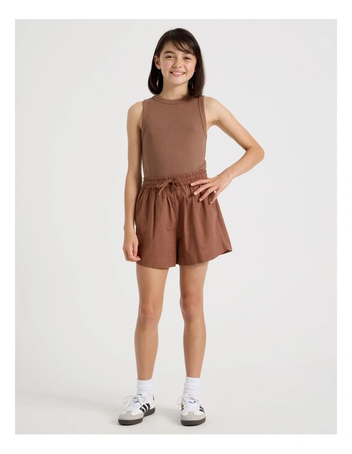 Sunday Club Linen Blend Short in Brown image 1