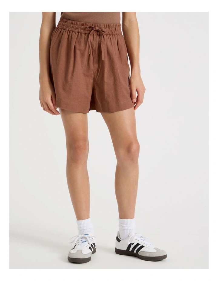 Sunday Club Linen Blend Short in Brown image 2