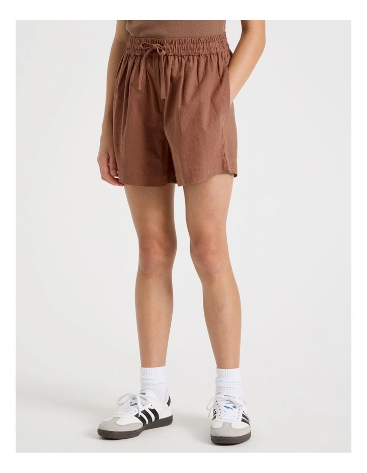Sunday Club Linen Blend Short in Brown image 3