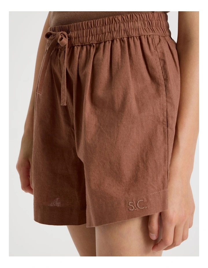 Sunday Club Linen Blend Short in Brown image 4