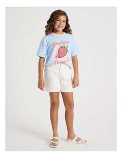The Edit Denim Relaxed Short in Ecru