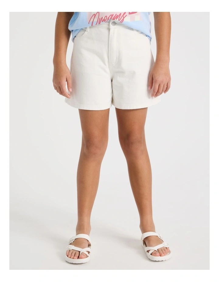 The Edit Denim Relaxed Short in Ecru image 2