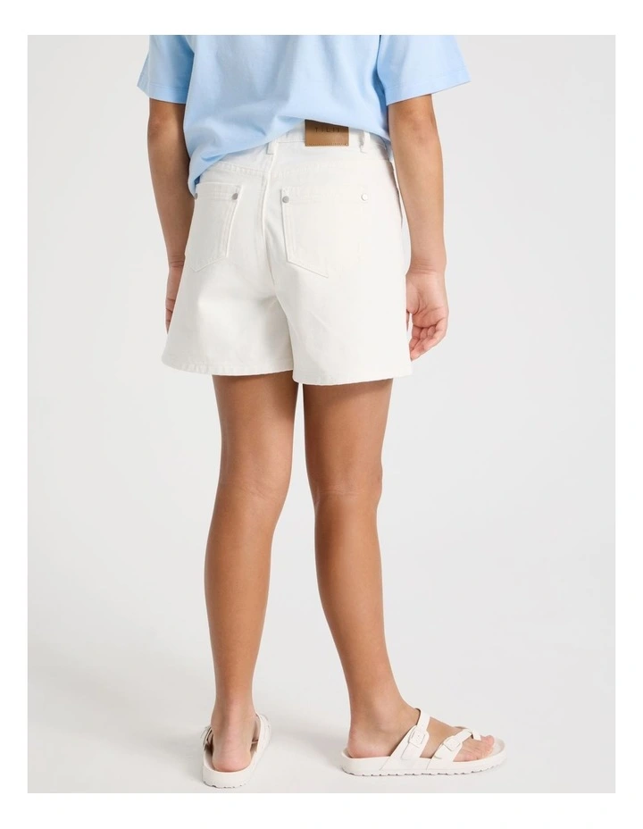 The Edit Denim Relaxed Short in Ecru image 6