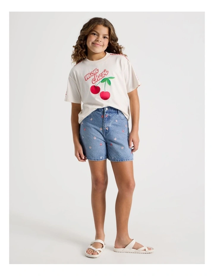 The Edit Denim Relaxed Short in Mid Wash Denim image 2