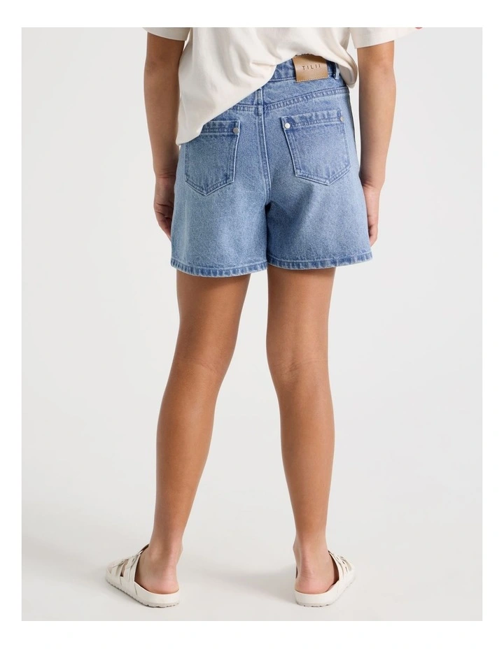 The Edit Denim Relaxed Short in Mid Wash Denim image 5