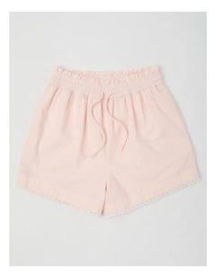 The Edit Paperbag Linen Blend Short in Pink