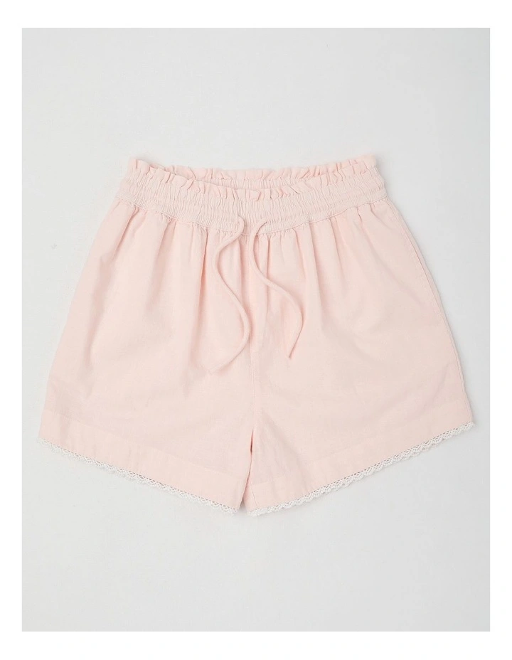 The Edit Paperbag Linen Blend Short in Pink image 1