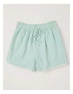 The Edit Paperbag Linen Blend Short in Light Green