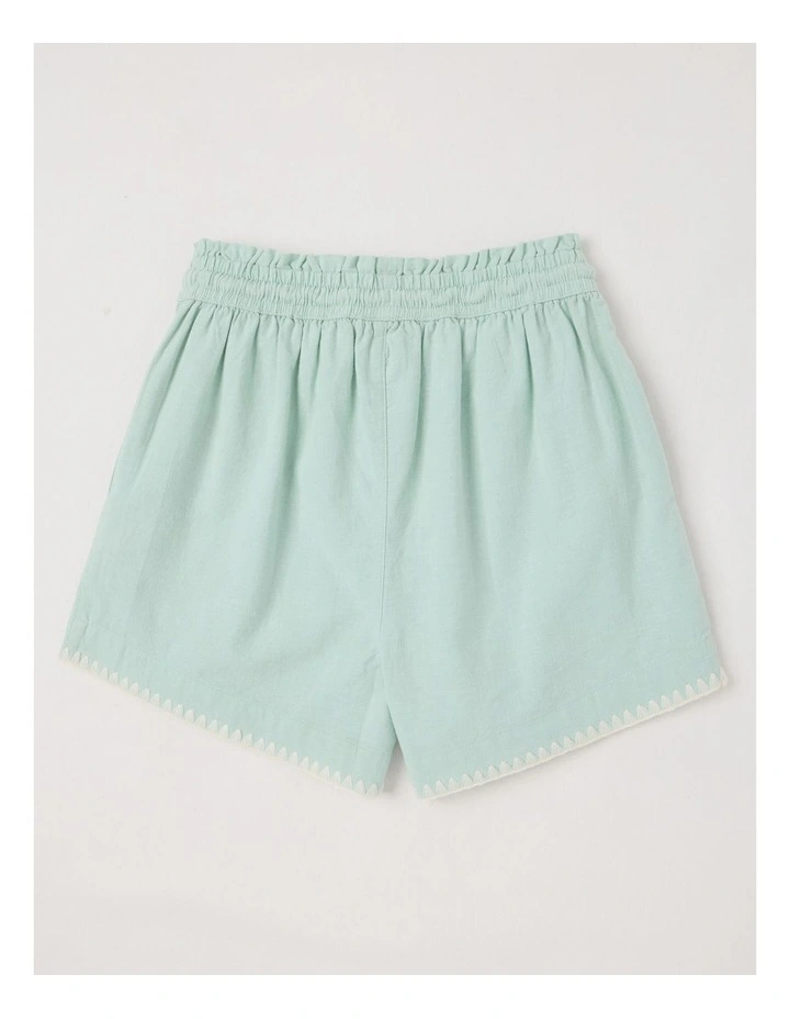 The Edit Paperbag Linen Blend Short in Light Green image 3