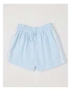 The Edit Paperbag Linen Blend Short in Light Blue