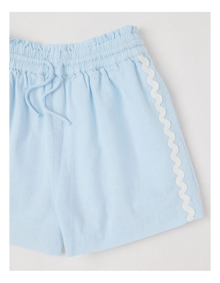The Edit Paperbag Linen Blend Short in Light Blue image 2