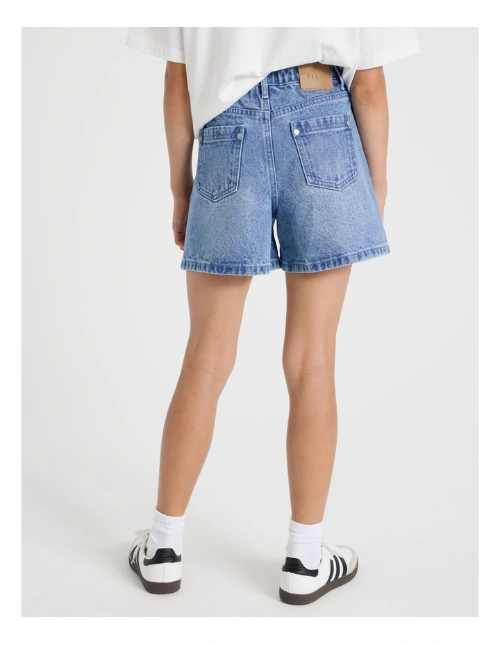 Paperbag Denim Short in Mid Wash Denim image 5