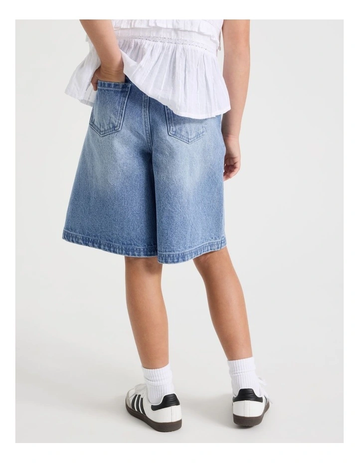 Denim Jort in Mid Wash Denim image 5