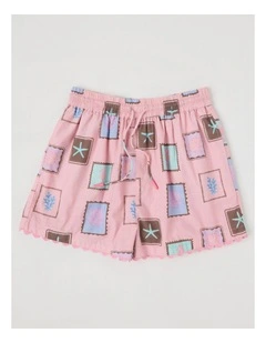 Relaxed Short with Tile Print in Pink