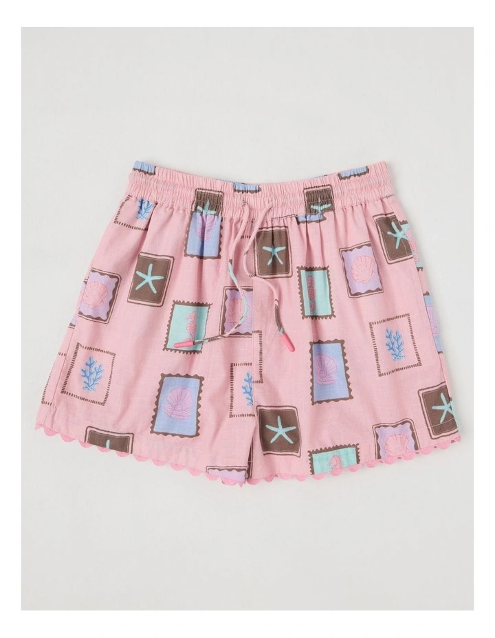 Relaxed Short with Tile Print in Pink image 1