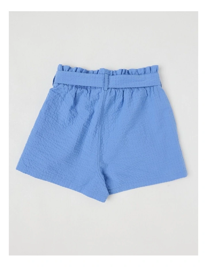 Textured Short with Tie Waist in Blue image 3