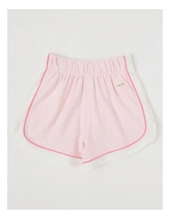 Terry Athletic Shorts with Piping Detail in Pink