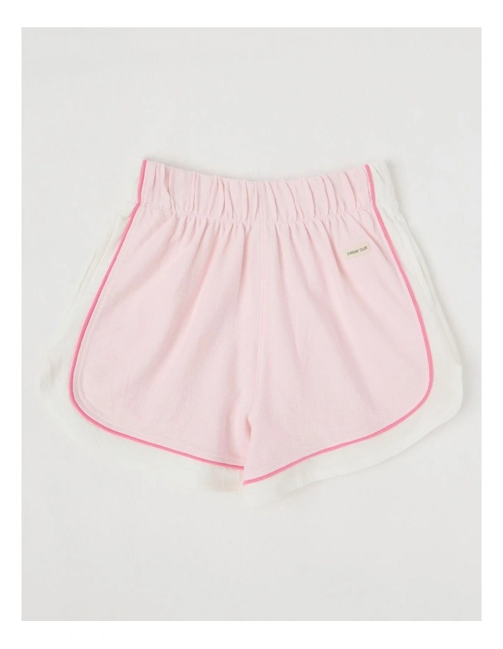 Terry Athletic Shorts with Piping Detail in Pink image 1