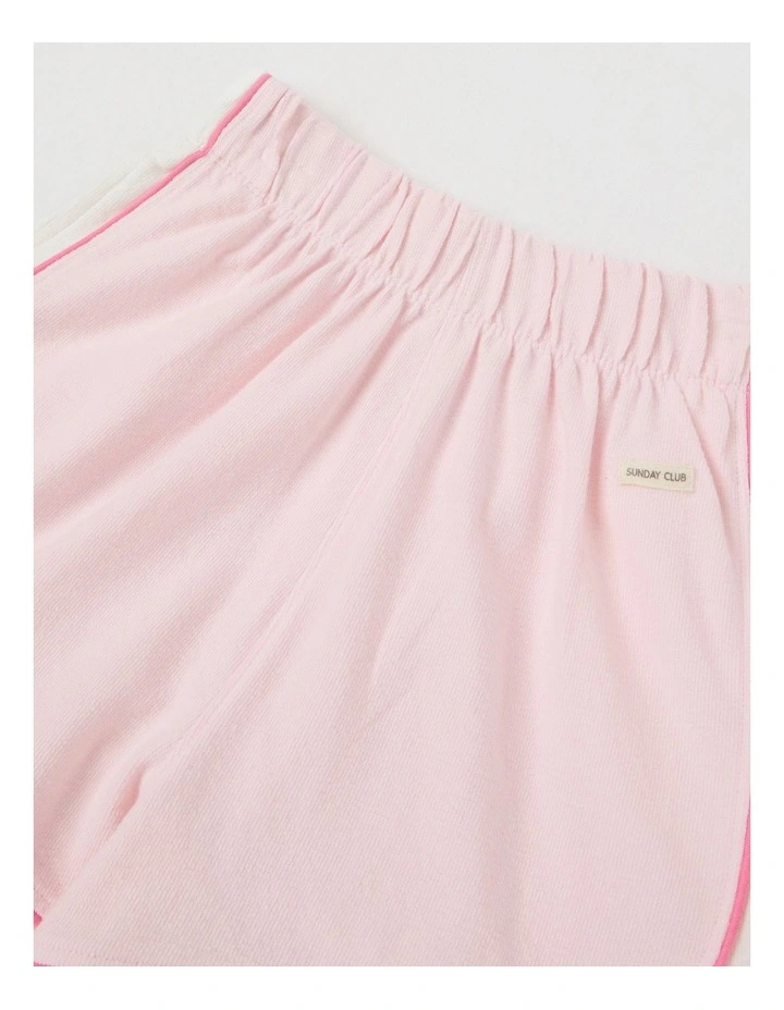 Terry Athletic Shorts with Piping Detail in Pink image 2