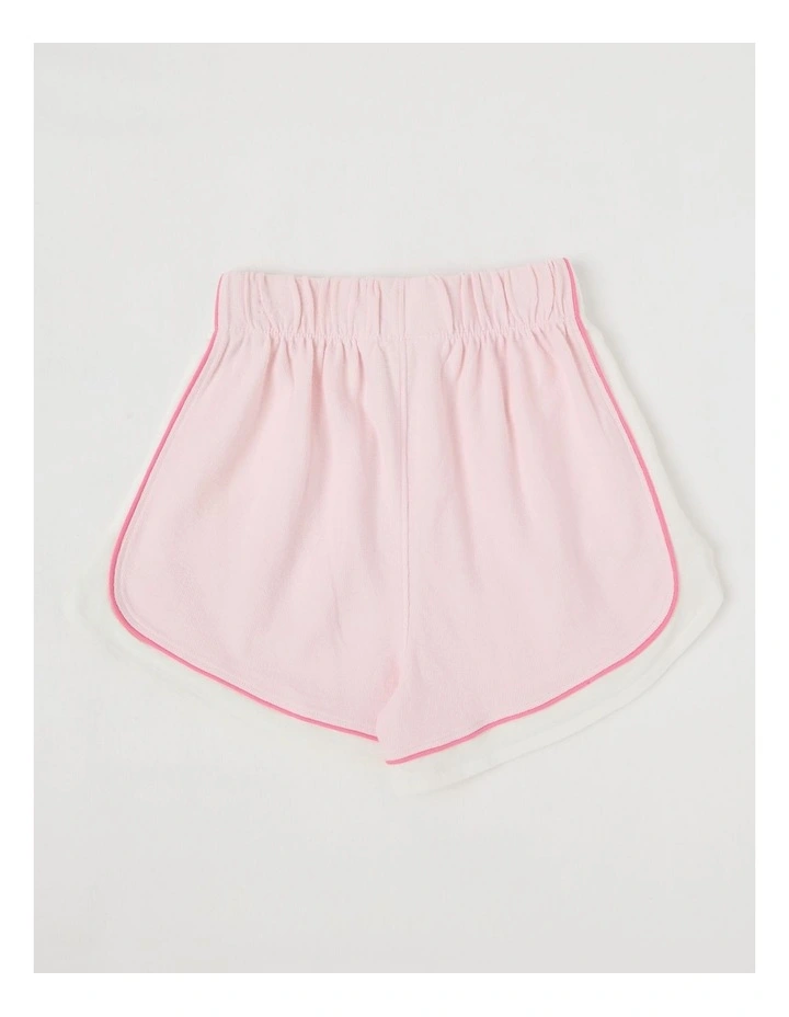 Terry Athletic Shorts with Piping Detail in Pink image 3