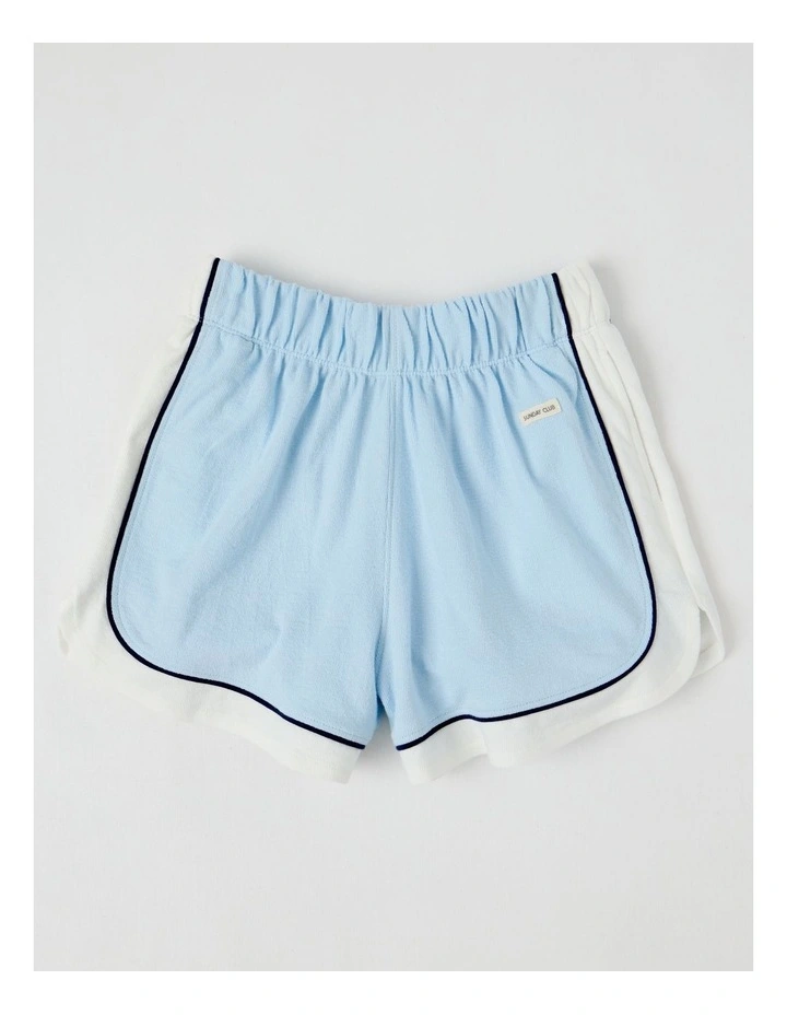 Terry Athletic Shorts with Piping Detail in Light Blue image 1
