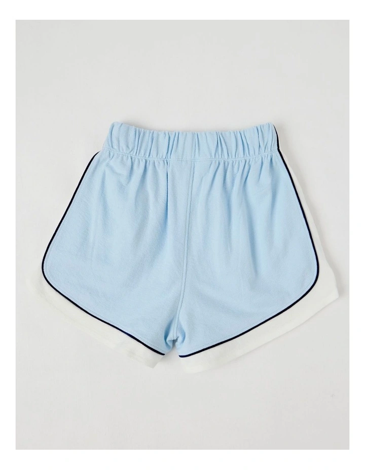 Terry Athletic Shorts with Piping Detail in Light Blue image 3