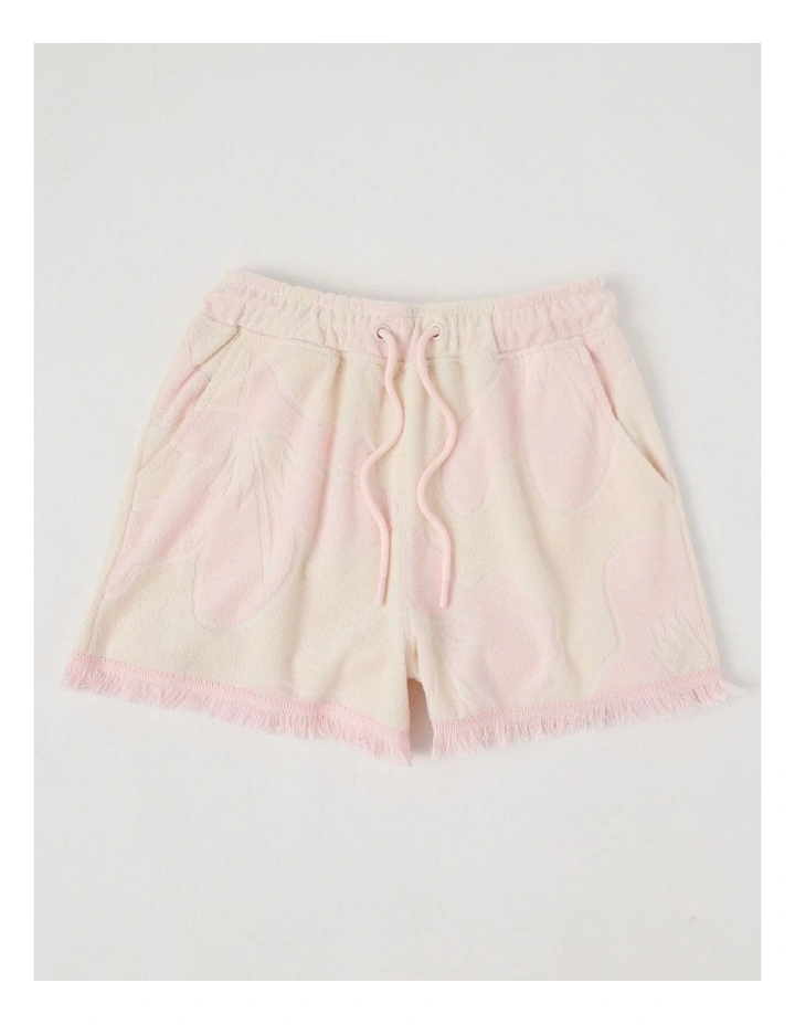 Terry Towelling Short with Floral Jacquard in Cream image 1