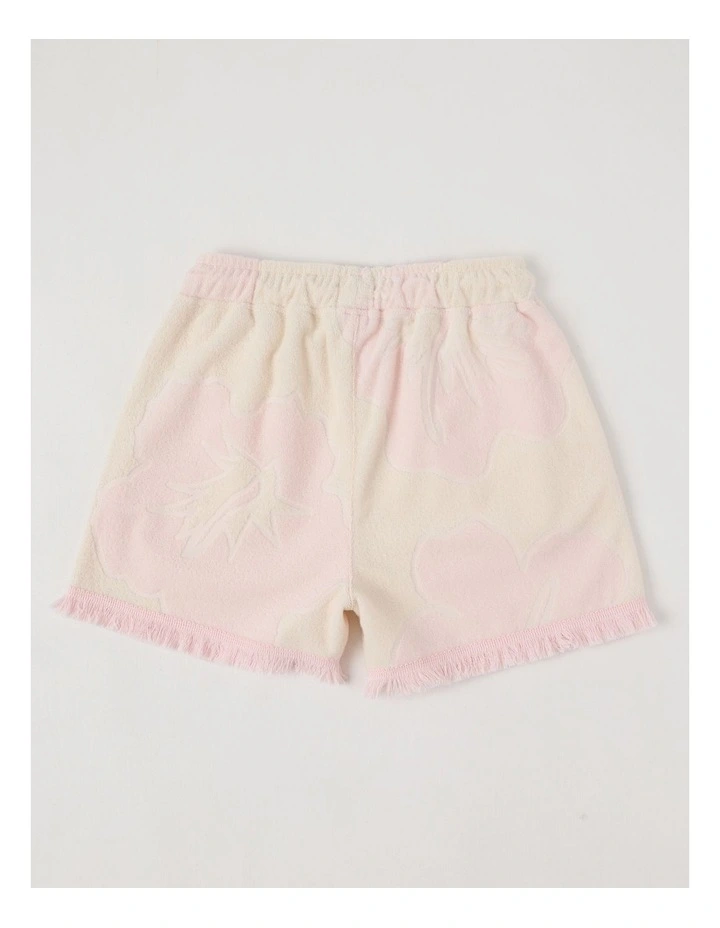 Terry Towelling Short with Floral Jacquard in Cream image 3
