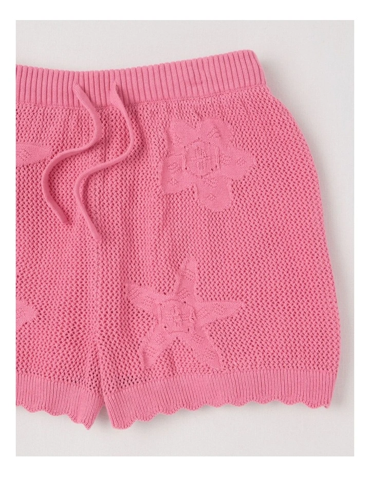 Knit Short with Ocean Motif Intarsia in Pink image 2