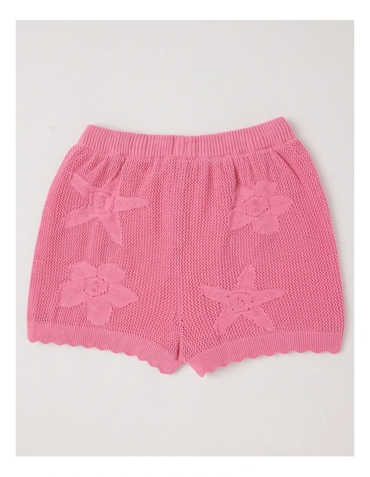 Knit Short with Ocean Motif Intarsia in Pink image 3