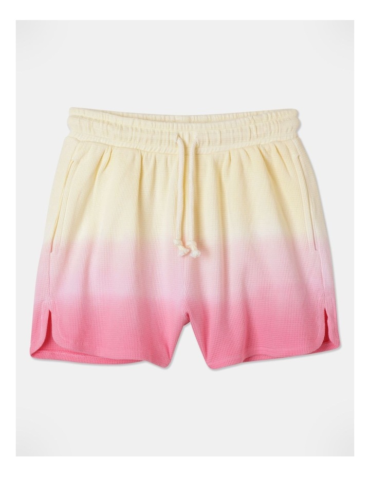Essentials Waffle Short in Pink/Yellow
