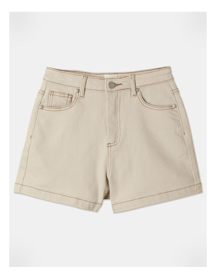 A-Line Denim Short in Bone Natural