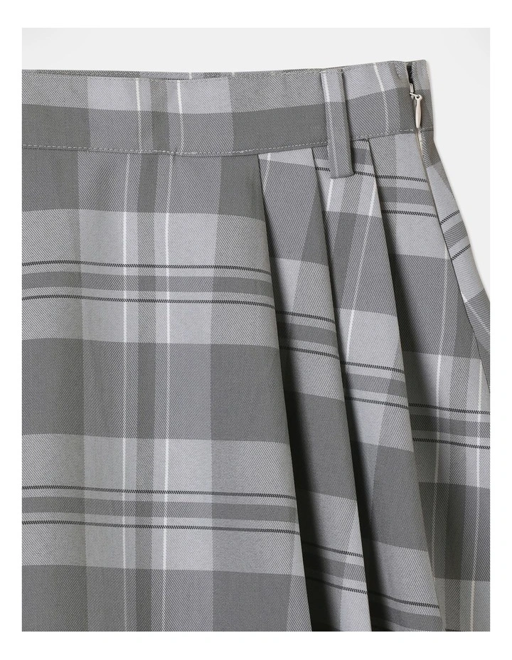 Woven Pleated Skirt in Grey image 2
