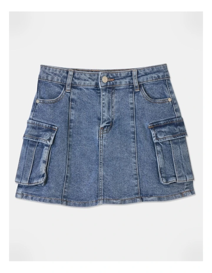 Cargo Skirt in Mid Denim image 1