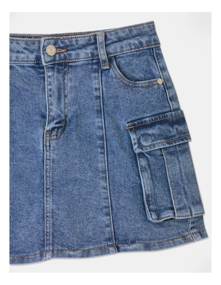 Cargo Skirt in Mid Denim image 2