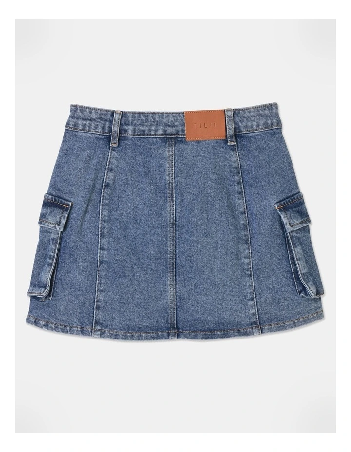 Cargo Skirt in Mid Denim image 3