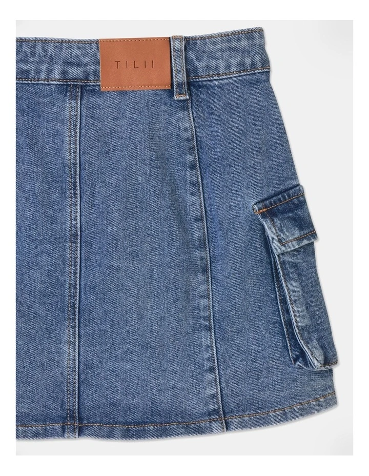 Cargo Skirt in Mid Denim image 4