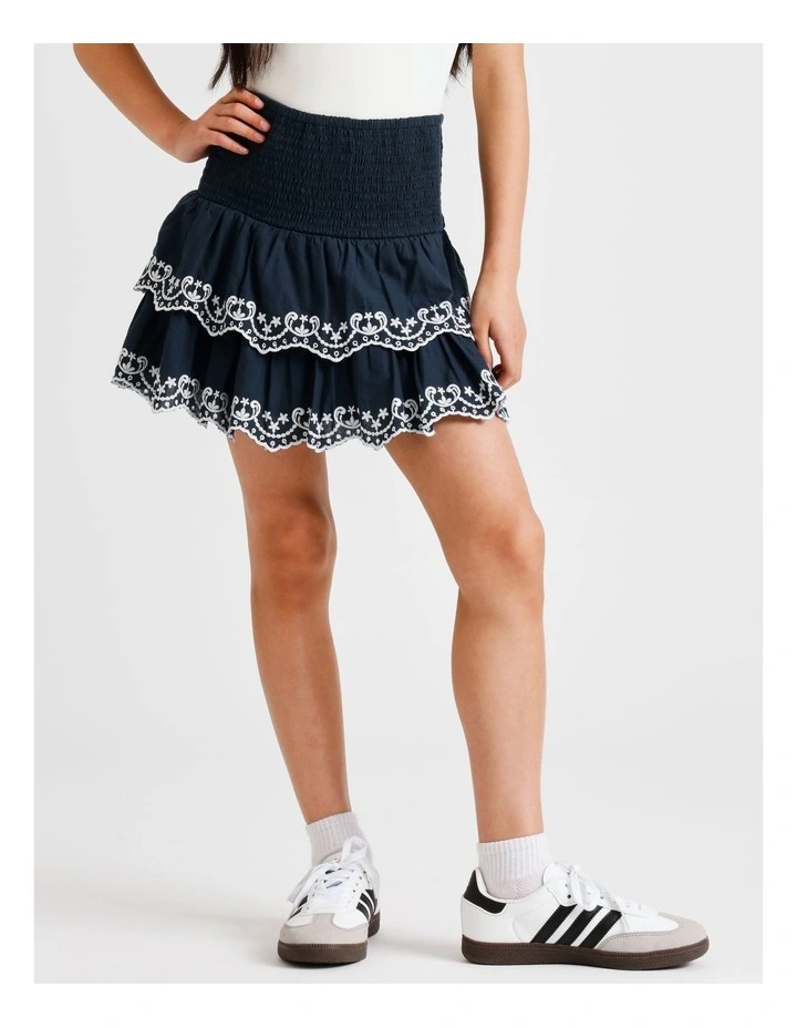 Ra-Ra Skirt Broderie in Navy and White image 3