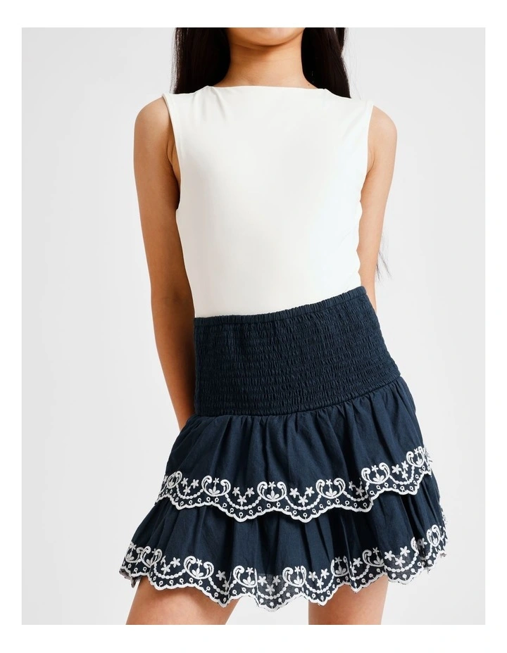 Ra-Ra Skirt Broderie in Navy and White image 4