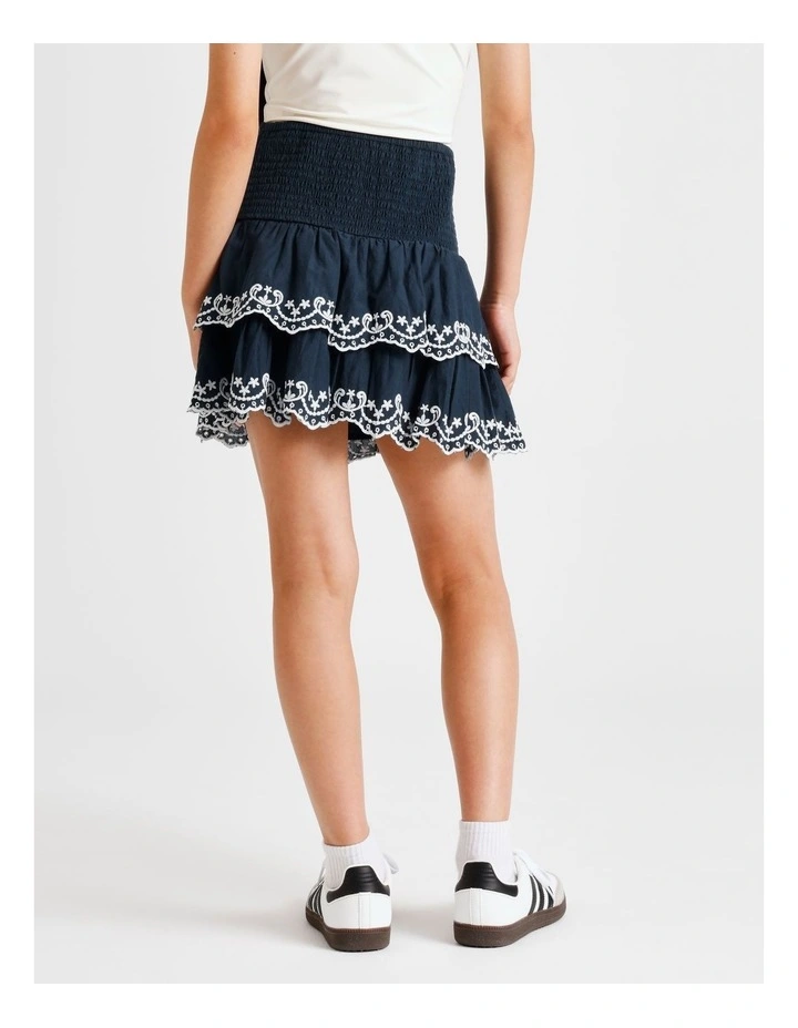 Ra-Ra Skirt Broderie in Navy and White image 5
