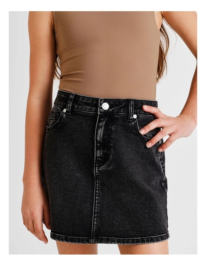 Jess Denim Skirt in Black image 3