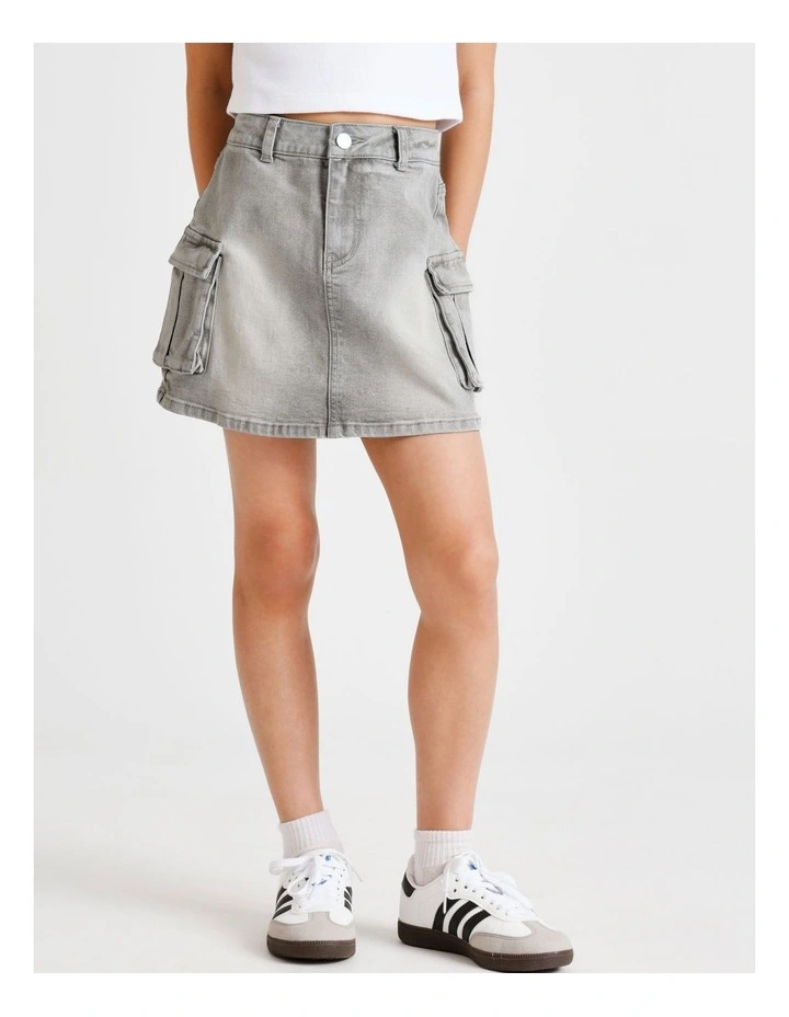 Mia Denim Cargo Skirt in Grey image 2
