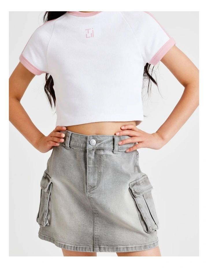 Mia Denim Cargo Skirt in Grey image 4