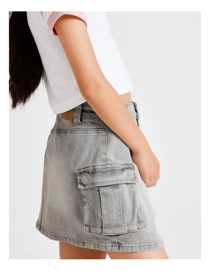Mia Denim Cargo Skirt in Grey image 7