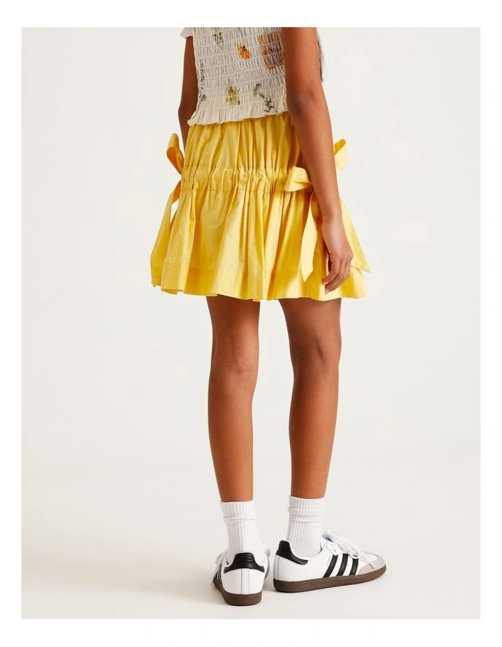 Poplin Flip Skirt with Side Ties in Yellow image 4
