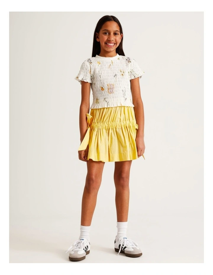 Poplin Flip Skirt with Side Ties in Yellow image 5
