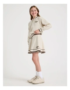 Knitted Skater Skirt in Oat Marle