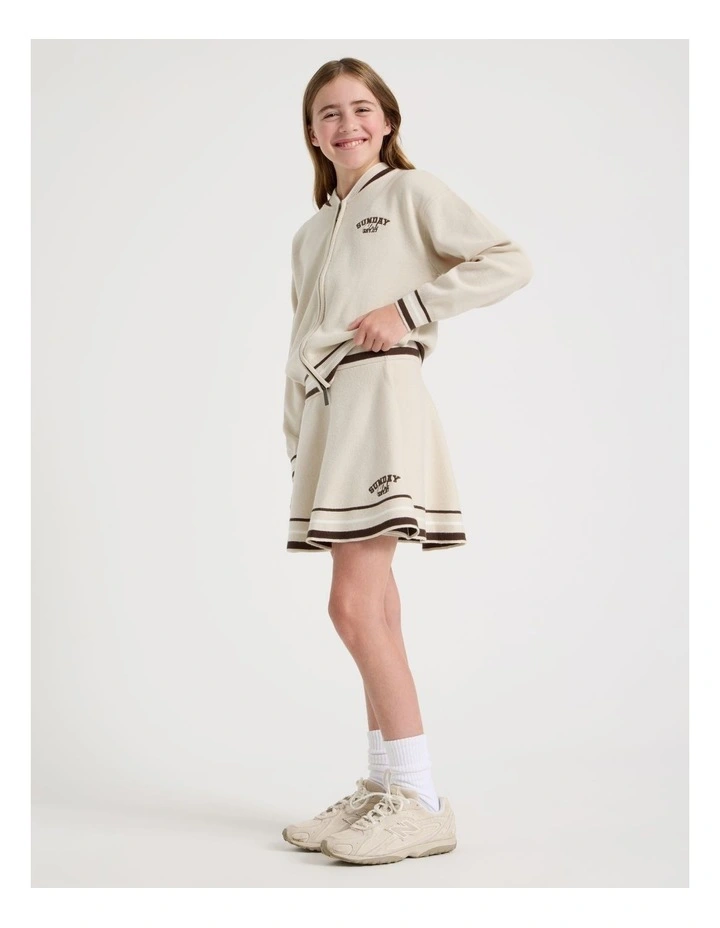 Knitted Skater Skirt in Oat Marle image 1