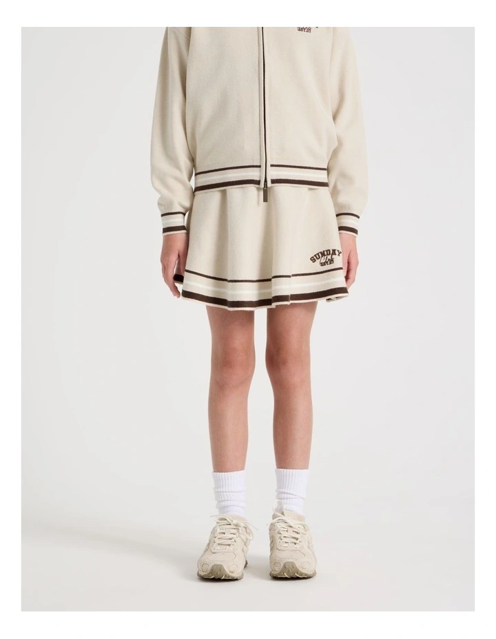 Knitted Skater Skirt in Oat Marle image 3