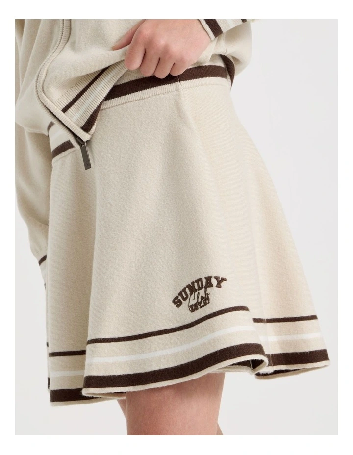 Knitted Skater Skirt in Oat Marle image 4